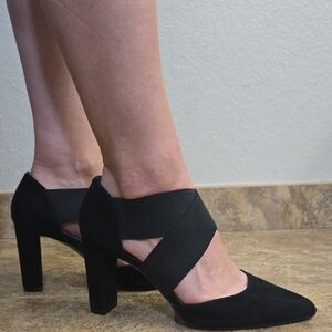Adrienne Vittadini, Never Worn, Black Heels Stretchy Strap, 6.5M